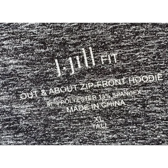 J Jill FIT Hoodie Womens XL Tall Blk/White Space Dye Out & About Full Zip Front - Picture 6 of 7